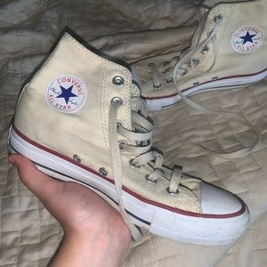 Cream high top converse